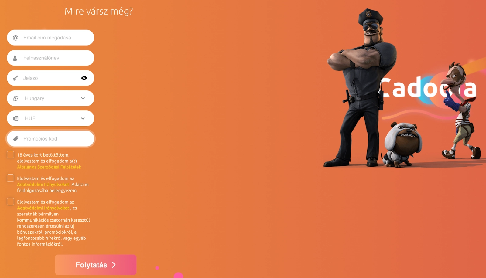 Regisztráció a Cadoola Casinóban – gyors és egyszerű fiók létrehozási folyamat