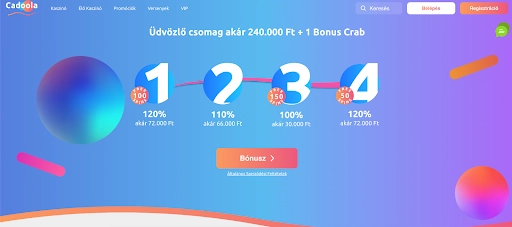 Üdvözlőcsomag a Cadoola Kaszinóban